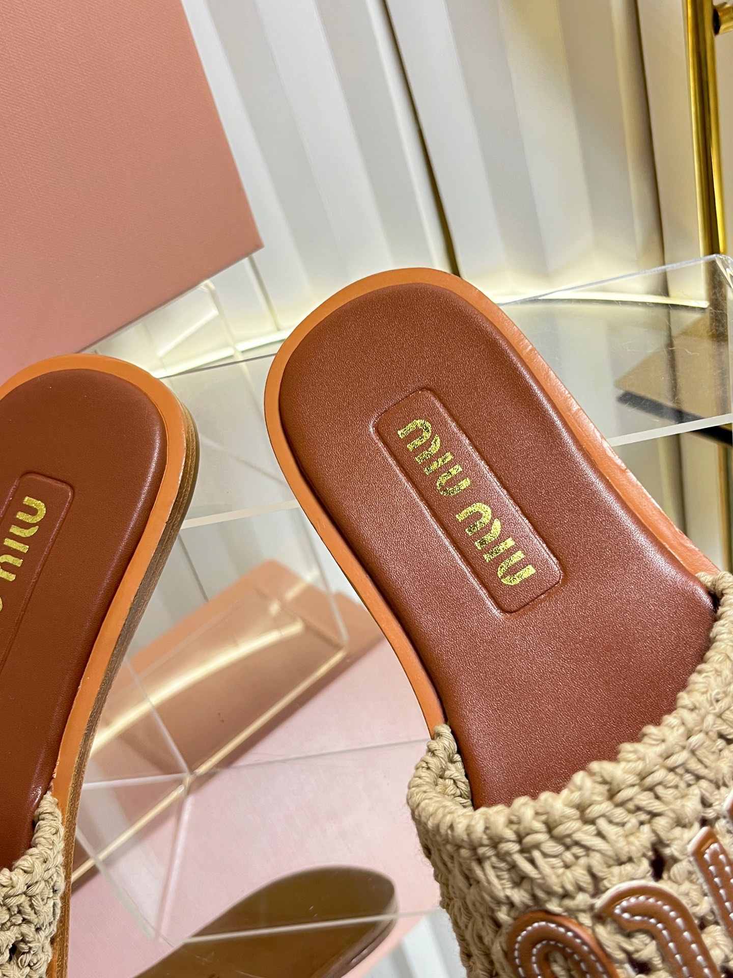 Miu Miu Woven Logo Slides