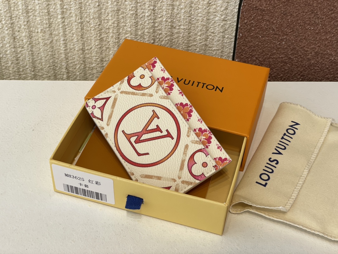 Louis Vuitton Portefeuilles Porte-Cartes Rouge Imprimé Toile Série d’été LV Circle M83625