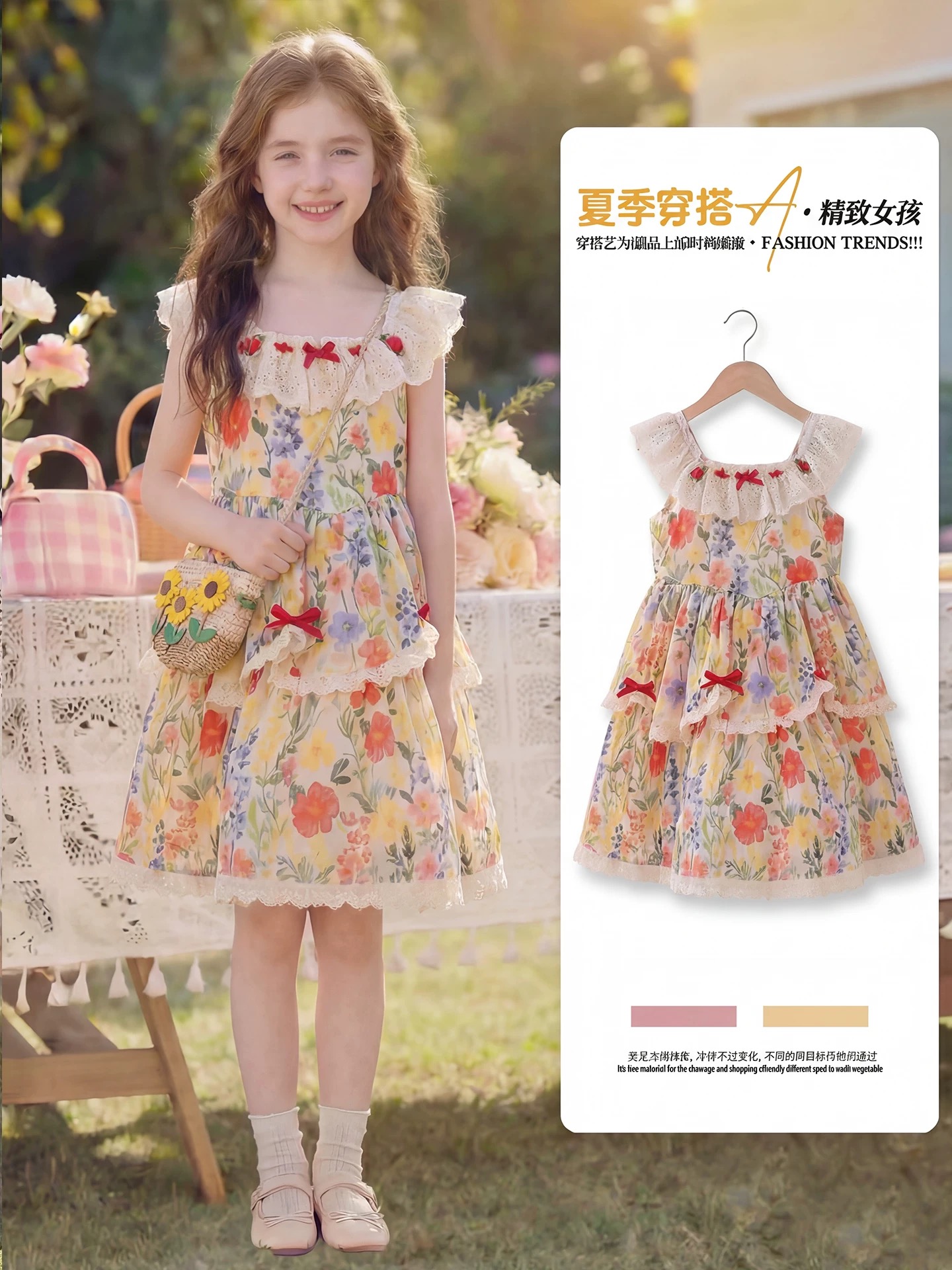 99.9@ Un lote ✅ Vestido Lolita Jardín de Monet, tallas 100-160. Al ponértelo, realmente es 💃 un efecto de vestimenta e…