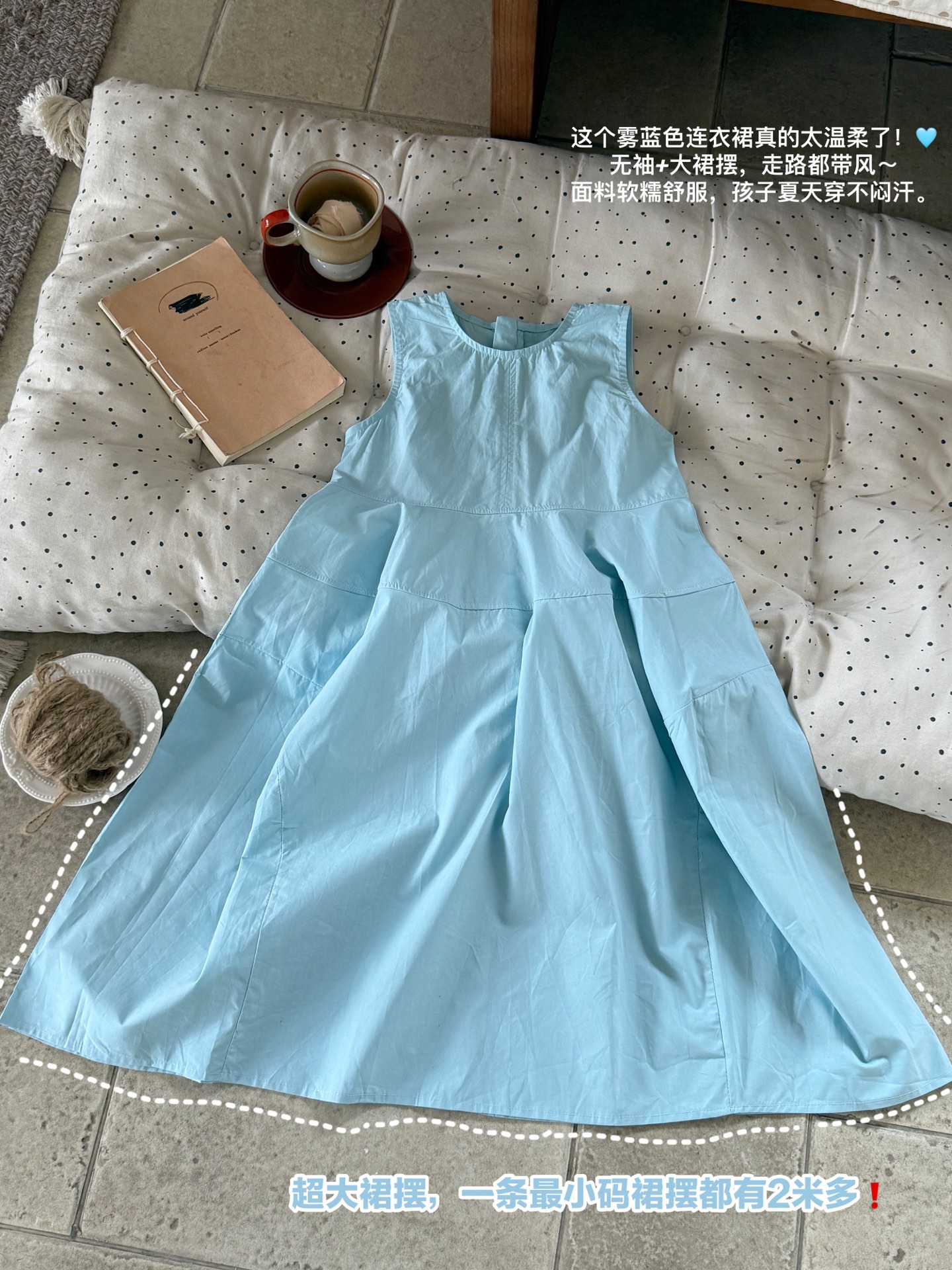 ✅Vestido de tirantes azul sal marina, tallas 110-170, ¡ideal para madre e hija! Tallas 110-160 a 89@, talla 170 a 89.9@…