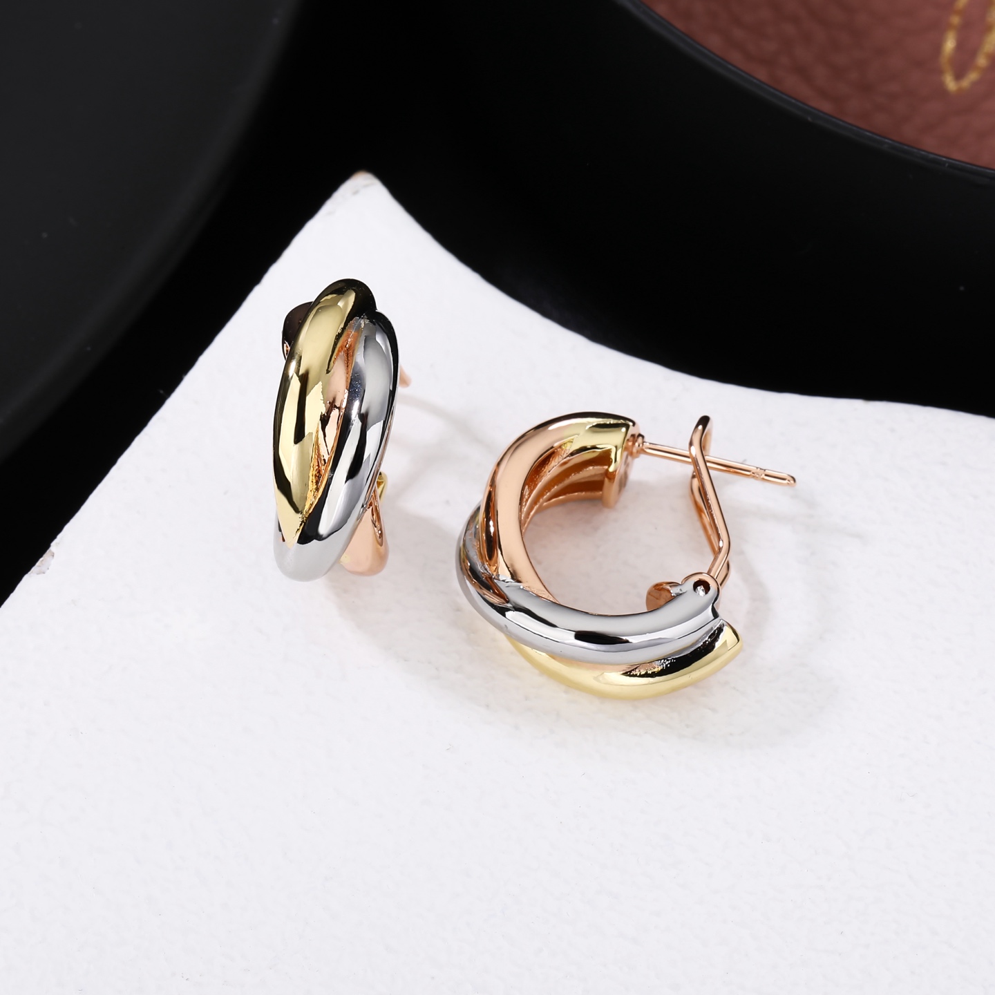Cartier Boucles d'oreilles Trinity sans diamants, matériau V Gold, placage électrolytique bicolore, esthétique symétrique, élégantes et polyvalentes - Qualité supérieure
