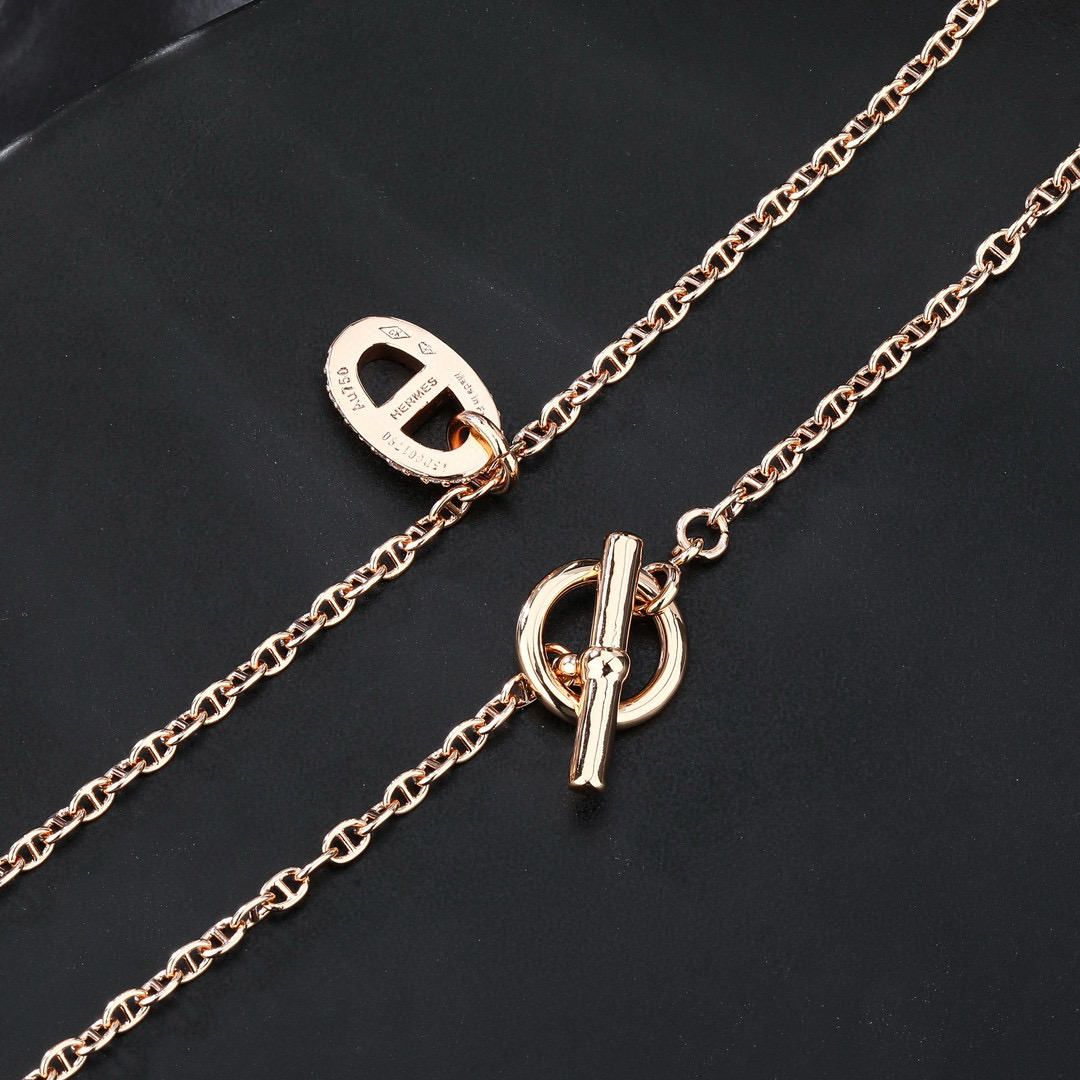 Hermès 爱马仕猪鼻子项链 最 的项链 高端 每一步工艺做到 完美超高性价比 白金色 玫瑰金
