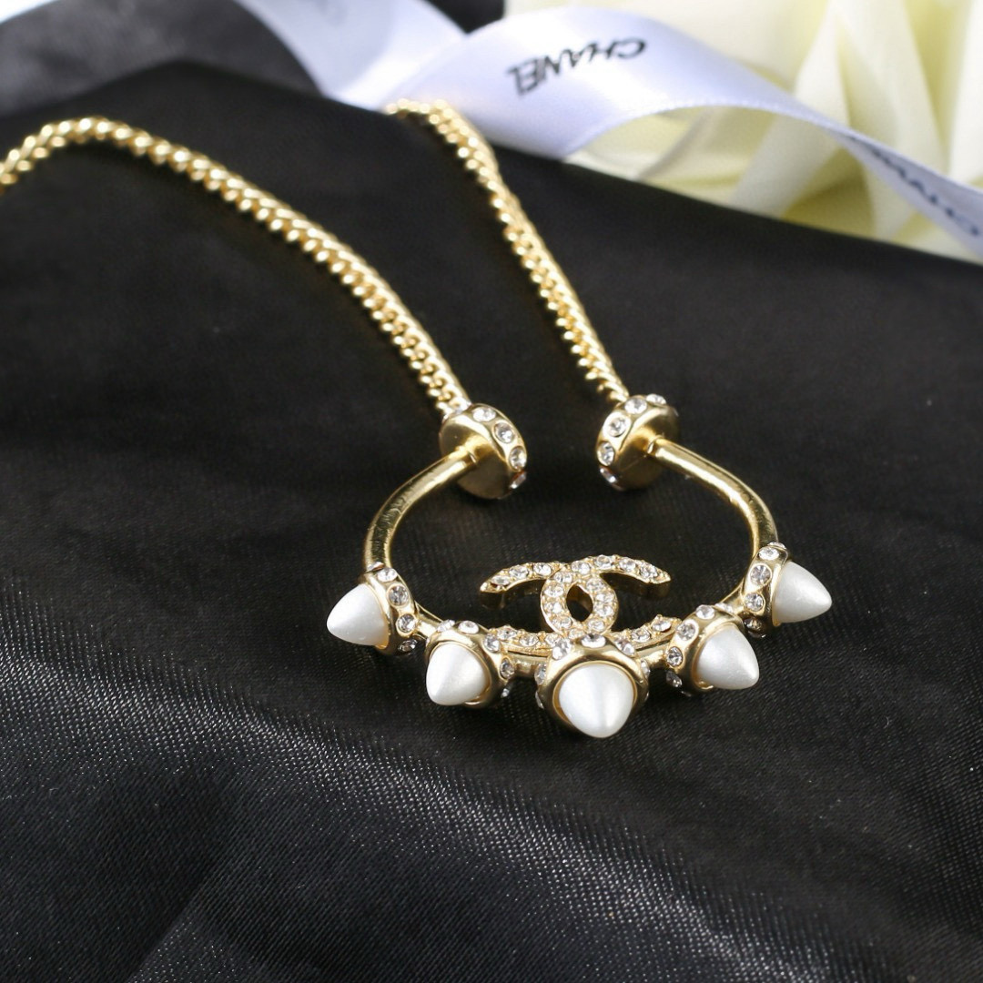 Chanel Chanel 金属中古项链 简约风格 小香双c颈链 代购级别 黄铜材质