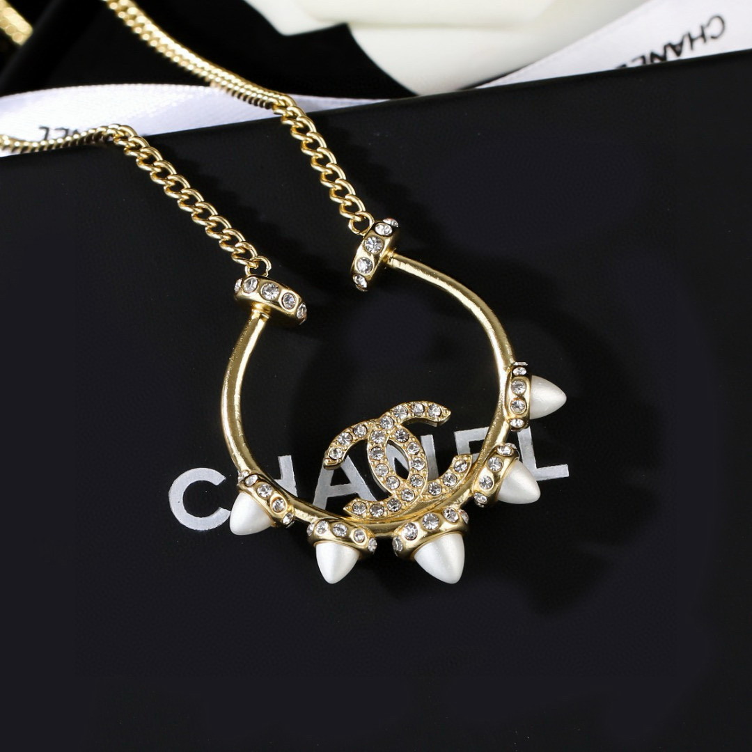 Chanel Chanel 金属中古项链 简约风格 小香双c颈链 代购级别 黄铜材质