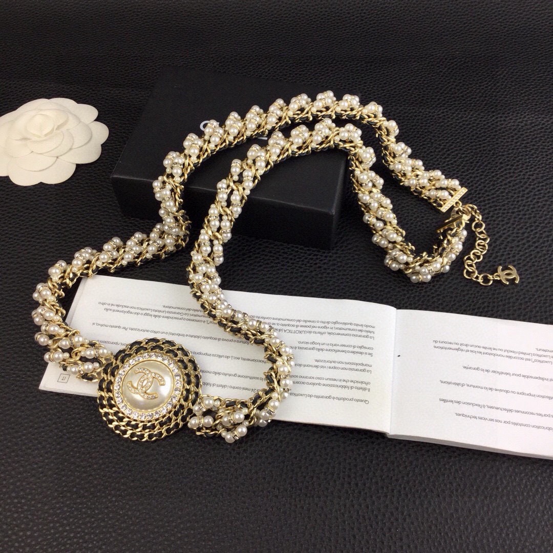 Chanel Chanel新品 水钻珍珠多层腰链 黄铜材质