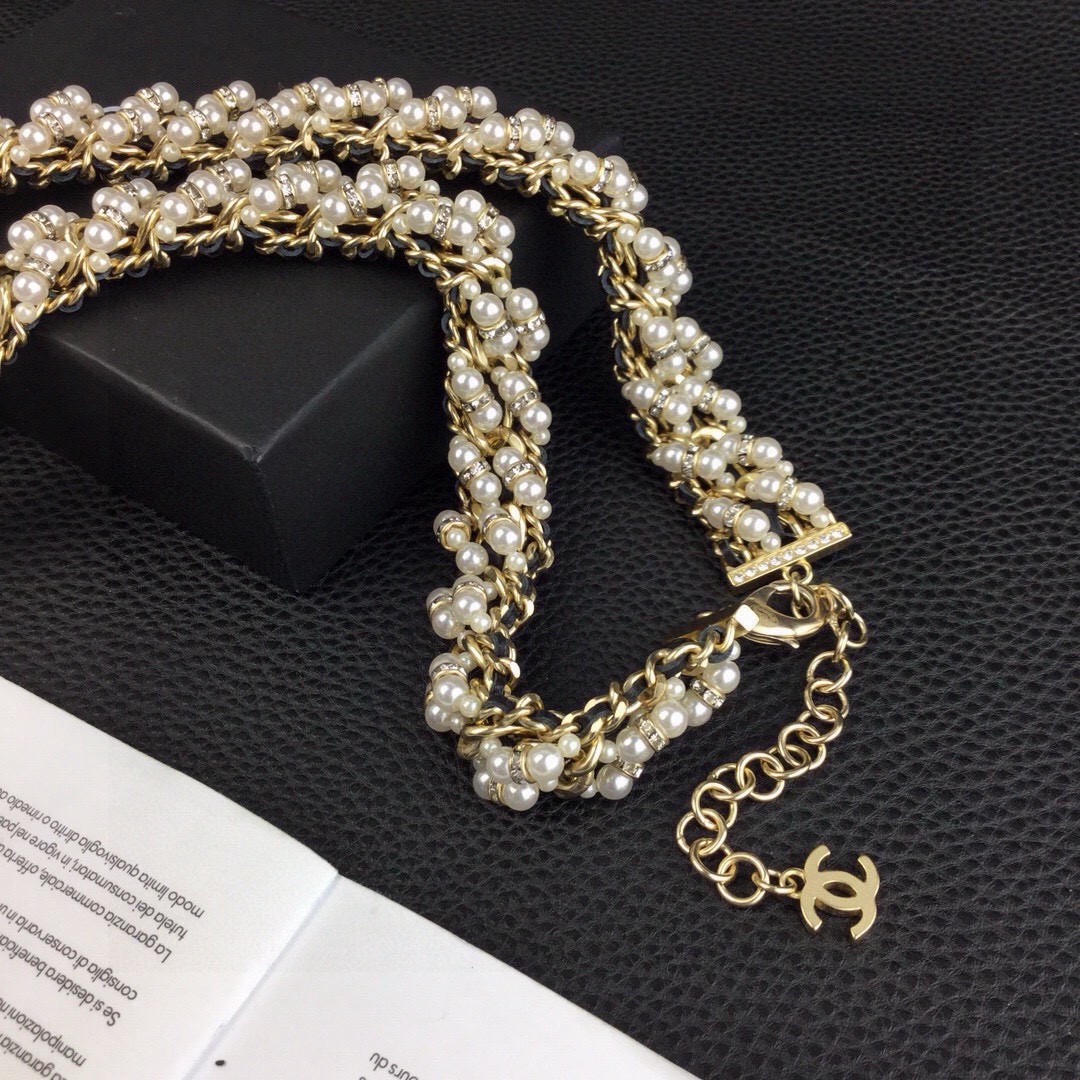Chanel Chanel新品 水钻珍珠多层腰链 黄铜材质