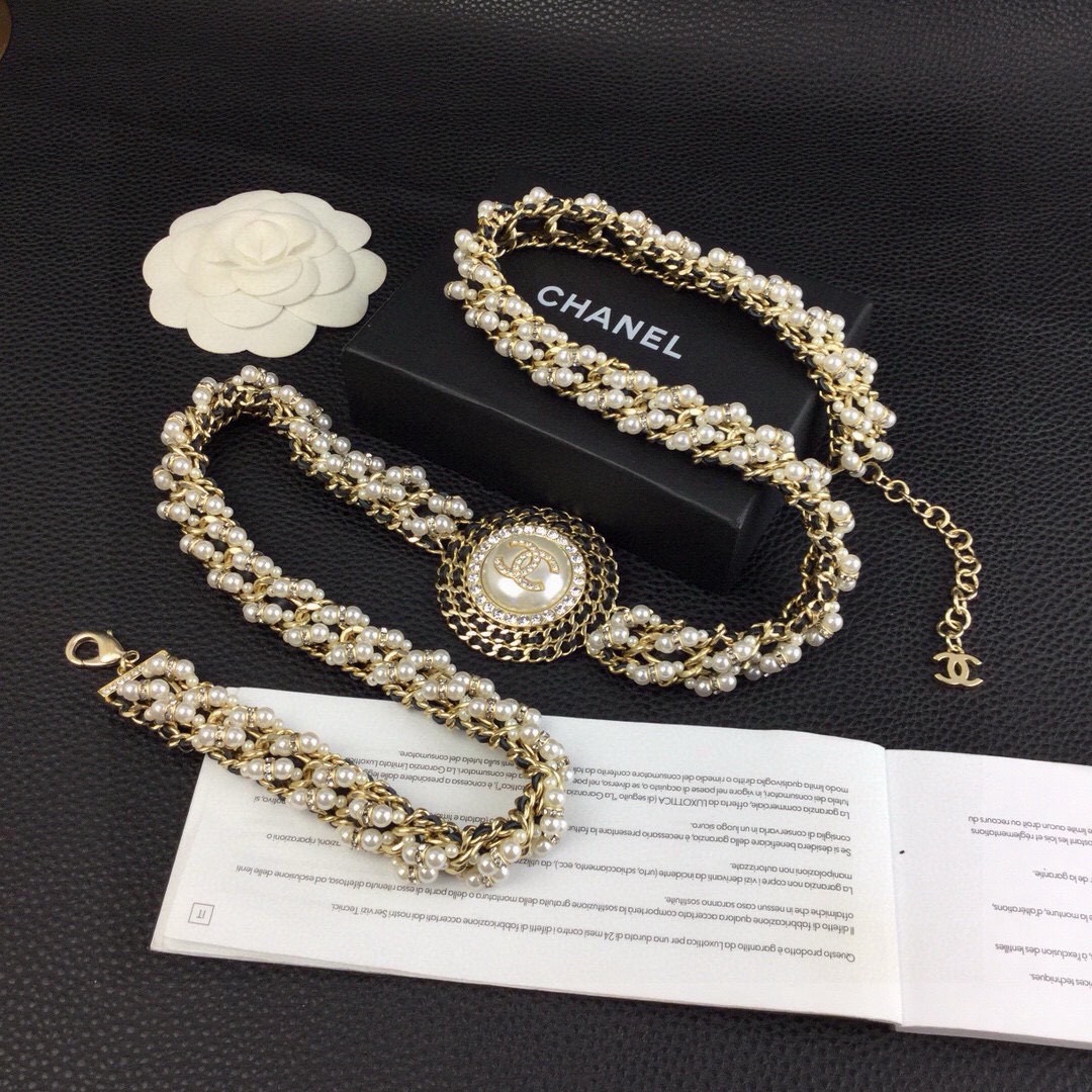 Chanel Chanel新品 水钻珍珠多层腰链 黄铜材质
