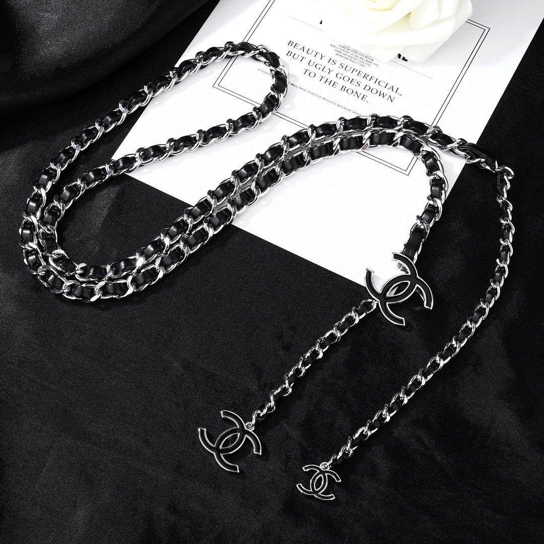 Chanel (cadena de cintura plateada) cadena de cintura pequeña fragancia, piel de cordero seleccionada, materi…
