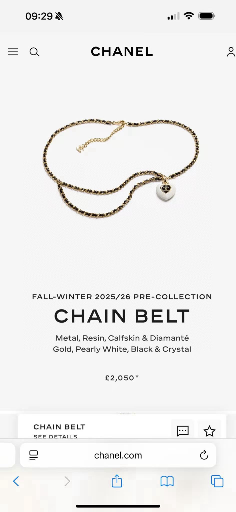 小香 Chanel 新品腰链 代购级别 一比一品质 香奈鹅 系列 风格高级百搭 高级感爆棚 现货