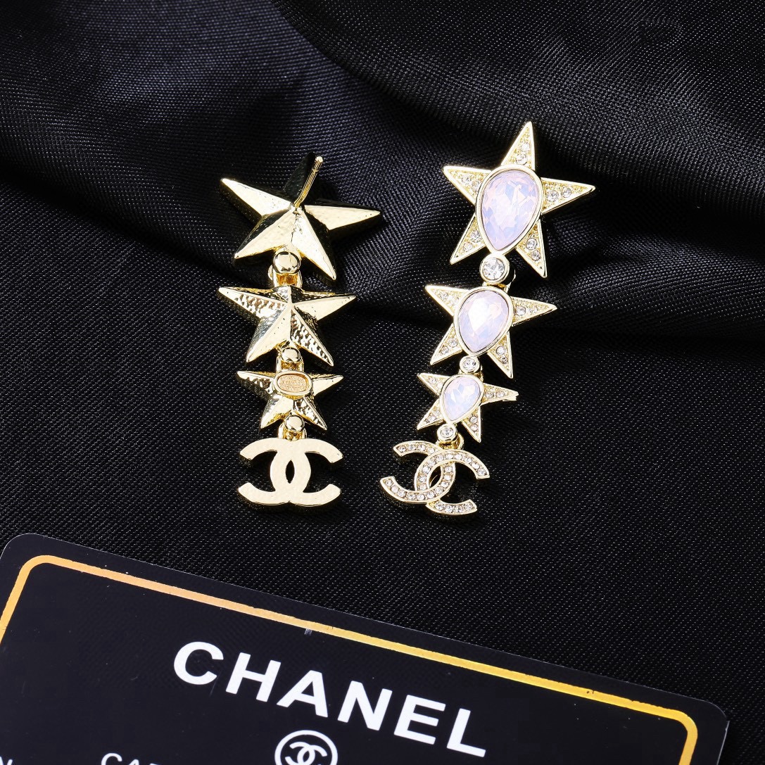 Chanel小香23新款彩钻双c耳环 新款耳环必备装饰美物原版一致黄铜材质