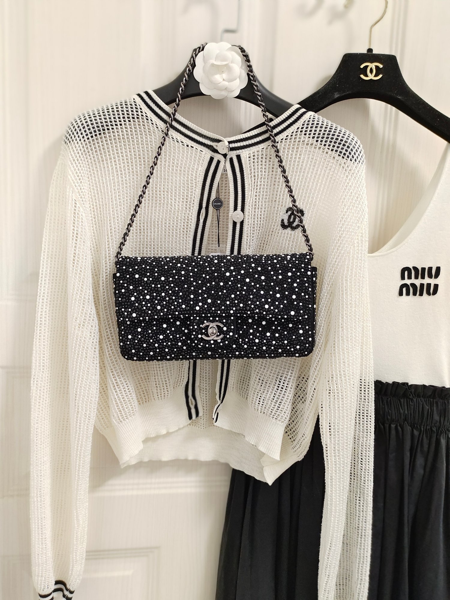 Xiaoxiang's version counter inspectionChanel 23b evening bag/underarm bag pearl diamond 26cm