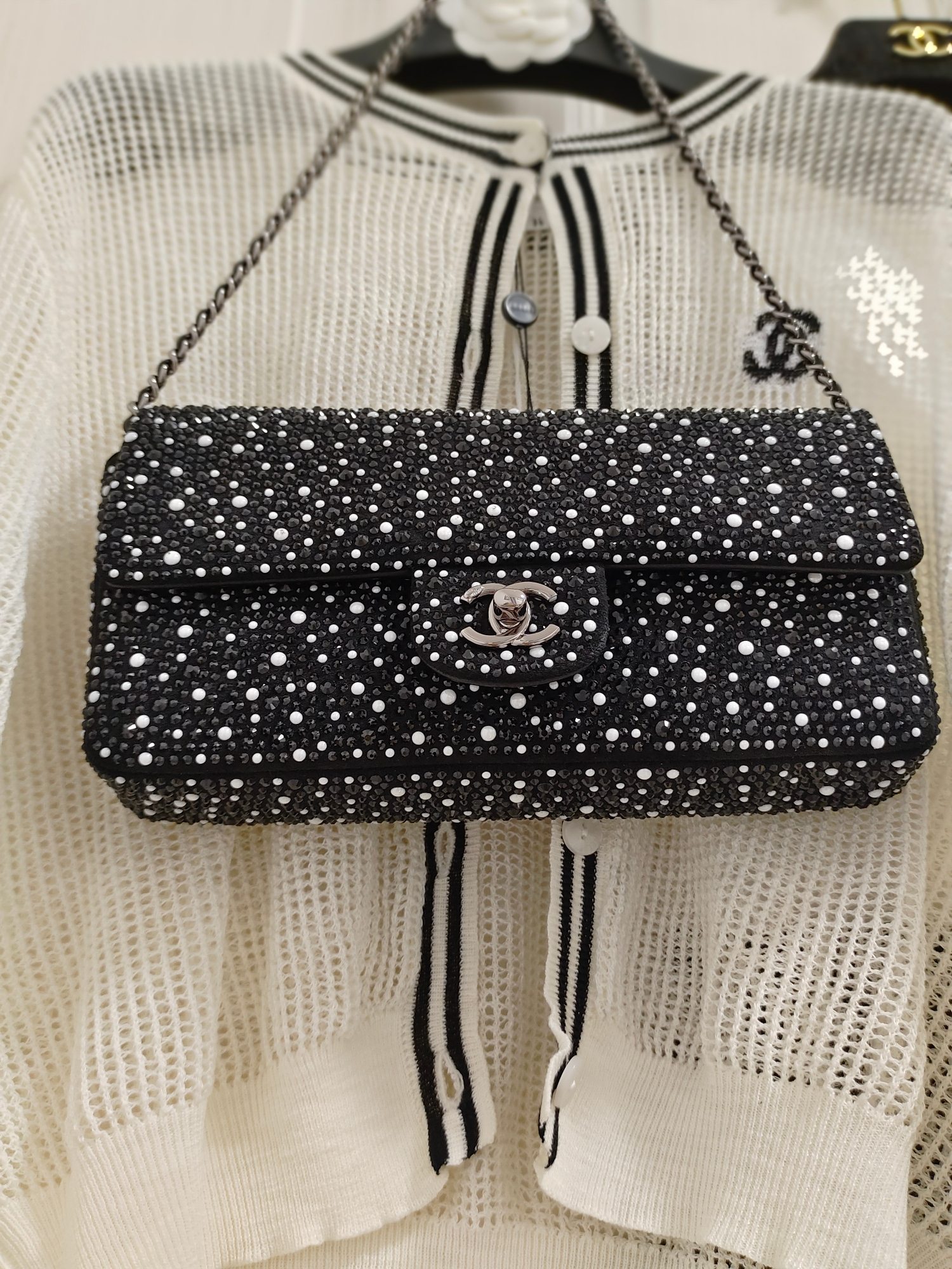 Xiaoxiang's version counter inspectionChanel 23b evening bag/underarm bag pearl diamond 26cm