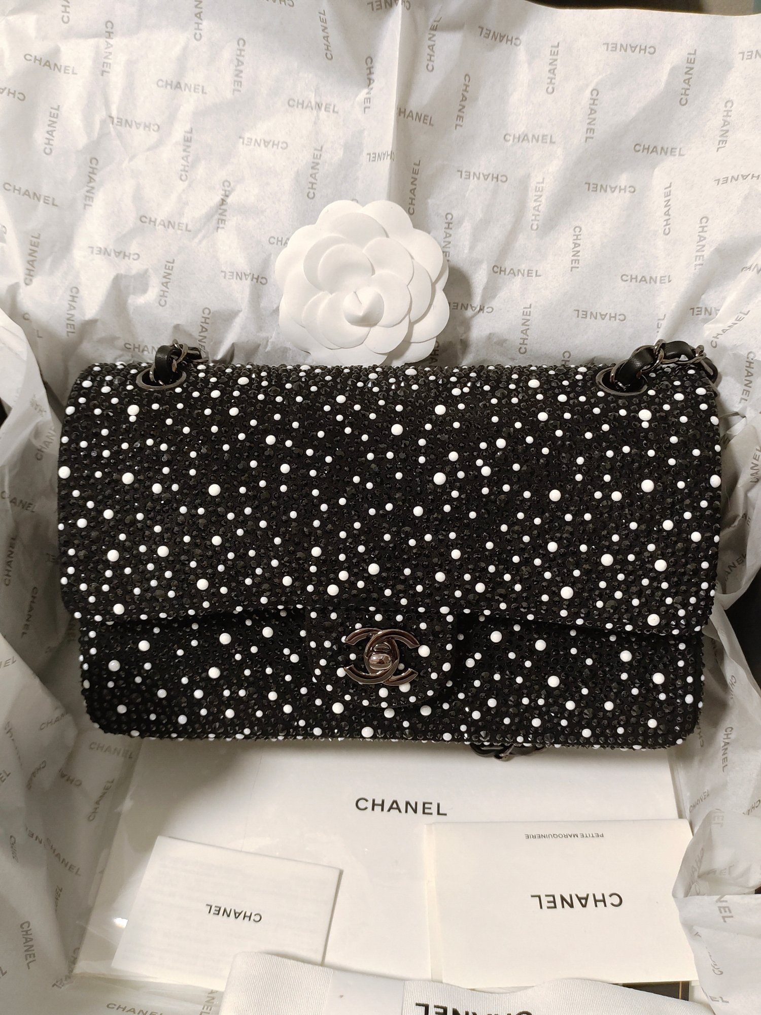 HandmadeChanel 23b evening bag pearl diamond large size cf 25cm