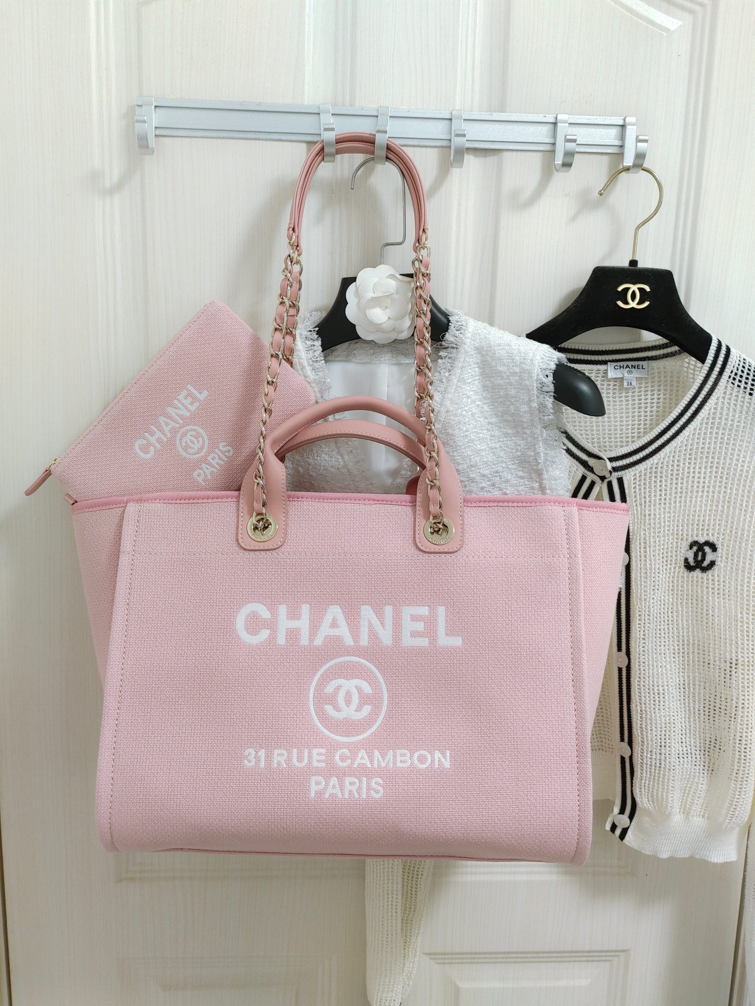 Chanel Sacs À Main Couleur rose Blanc La plage