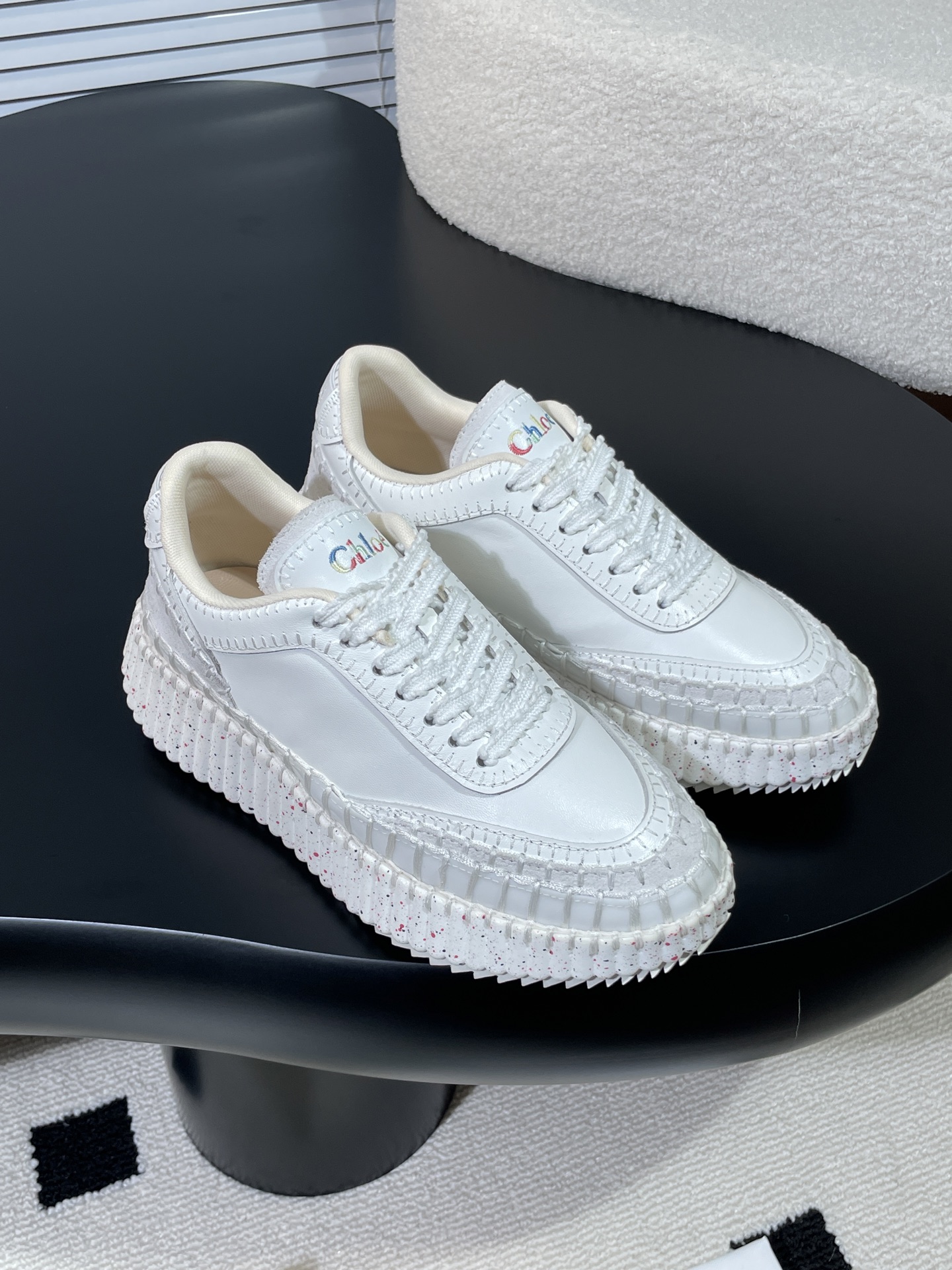 Chloe Nama Sneakers - Women's Designer White Leather Sneakers