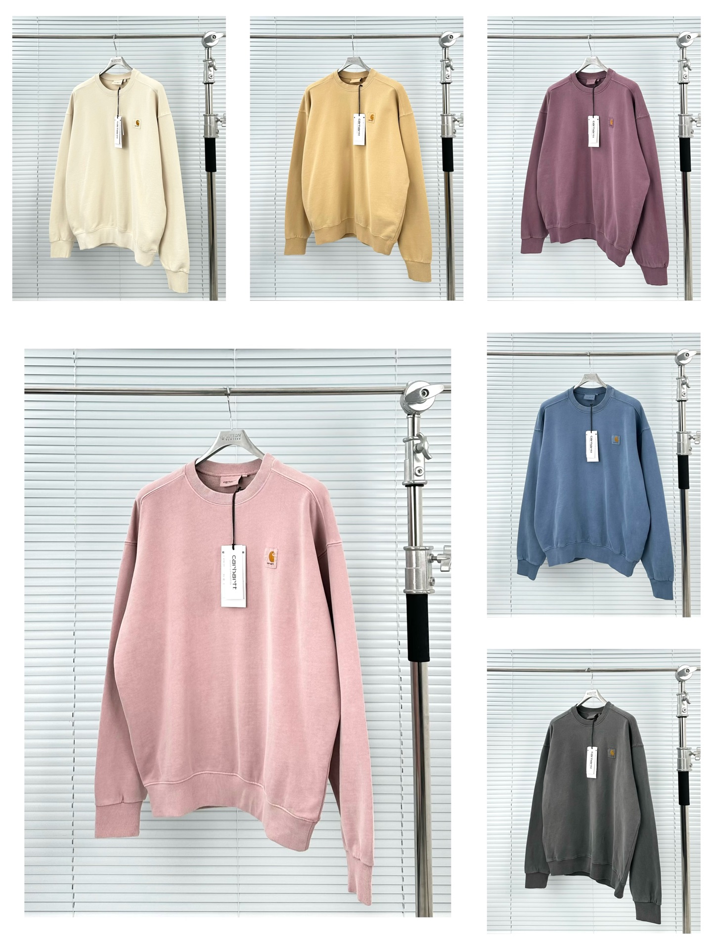 Carhartt Wip Vista Washed Sweatshirt Vintage Style Pullover for Men and Women