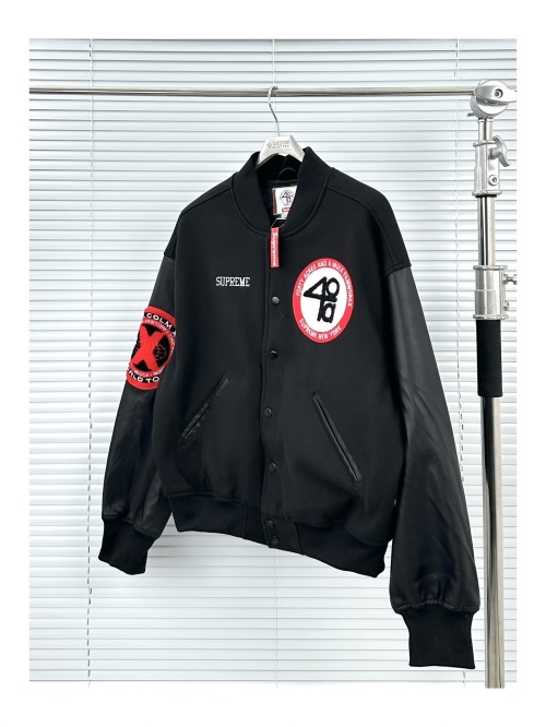 Products 46 Supreme x 40 Acres Malcolm X Varsity Jacket - Black