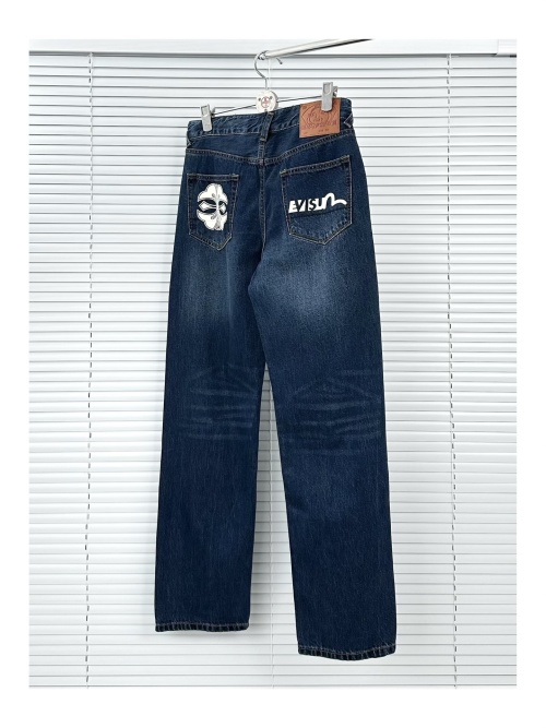 EVISU 2025 Autumn Men's Jeans with Seagull and Kamon Print - Deep Blue 7 EVISU 2025 Autumn Men's Jeans with Seagull and Kamon Print - Deep Blue
