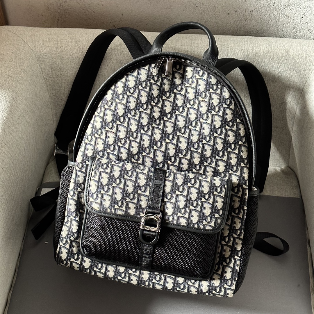 Dior Bags Backpack Black Yellow Printing Men Fabric Knitting Spring Collection Oblique