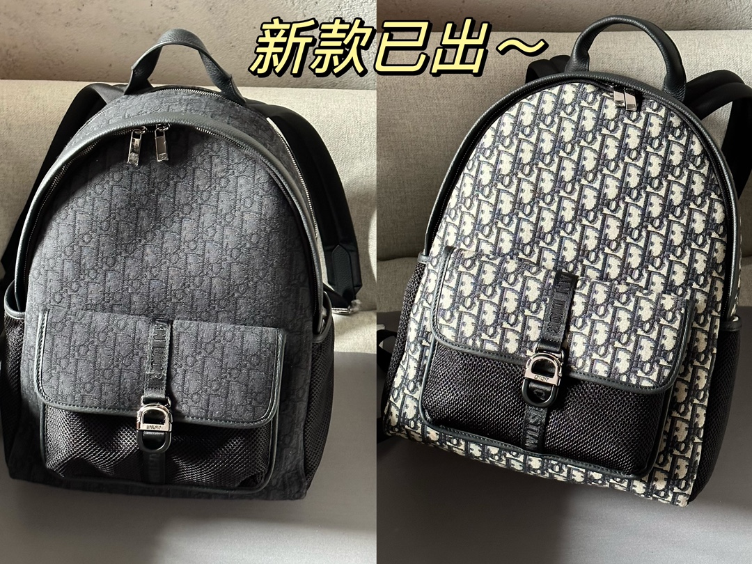 Dior Bags Backpack Black Yellow Printing Men Fabric Knitting Spring Collection Oblique