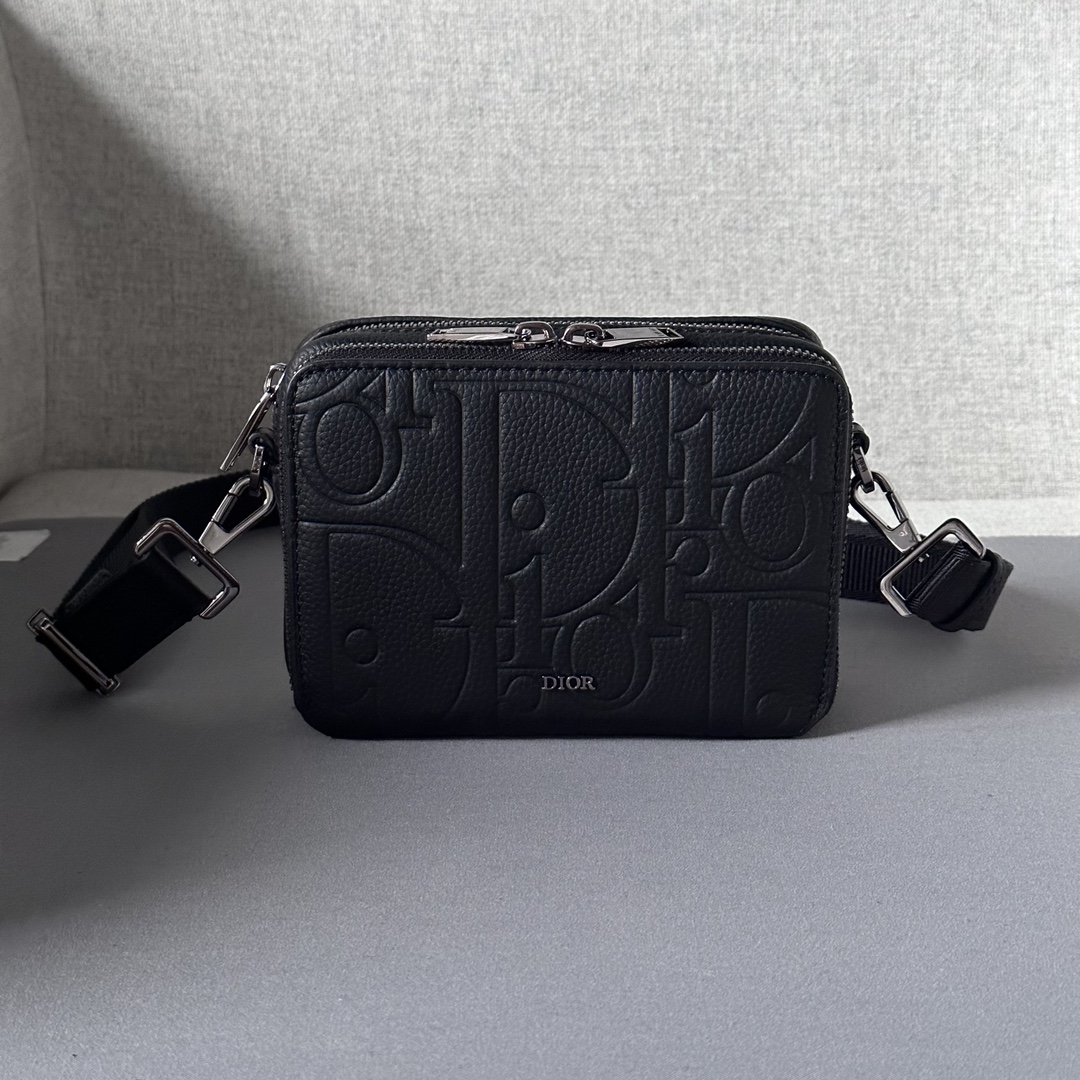 Dior Gravity Box Bag With Strap - Black Leather Crossbody Handbag