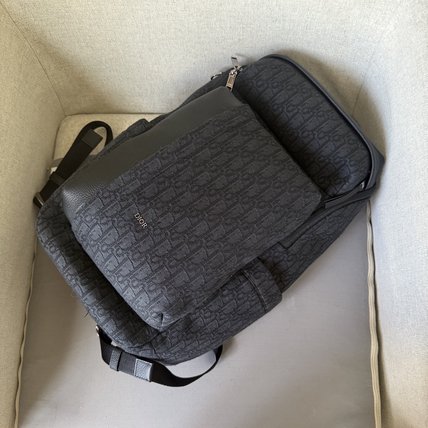 Dior Rider Soft Backpack: Black Oblique Fabric, Leather Details, and Dior Signature 8 i1751006015563 500 0 6