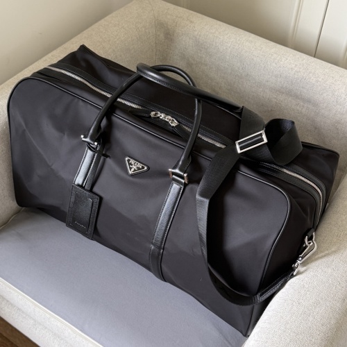 Prada Travel Bag, Vc013 Nylon, Saffiano Leather, Black, 55*33*27cm 1 Prada Travel Bag, Vc013 Nylon, Saffiano Leather, Black, 55*33*27cm