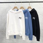 Amiri Clothing Hoodies Black Blue White Embroidery Cotton Hooded Top