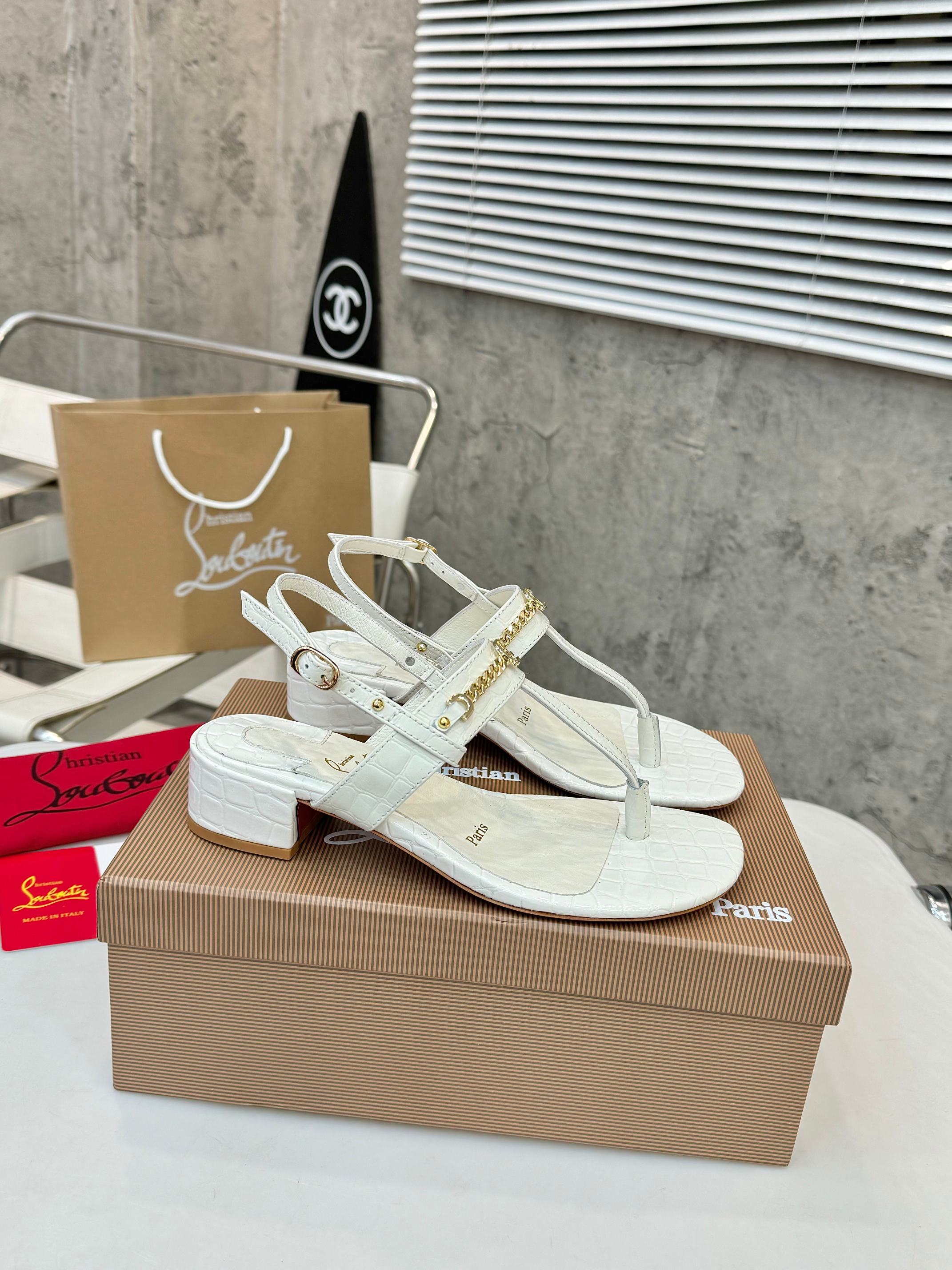 Christian Louboutin White Croc Embossed Leather Block Heel Sandals 3 a1737046855631 7023