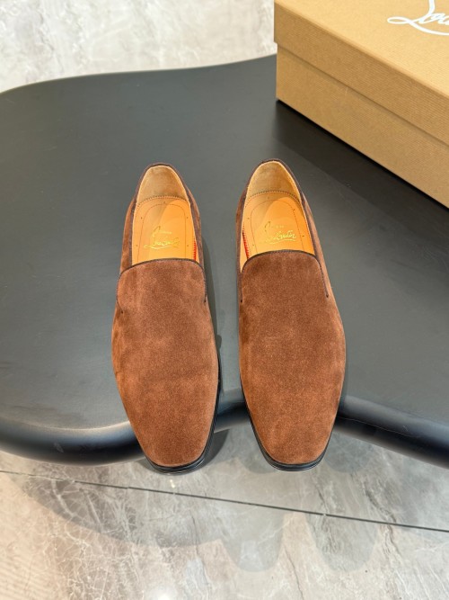 Christian Louboutin Men's Suede Loafers - Casual Red Bottom Dress Shoes 1 Christian Louboutin Men's Suede Loafers - Casual Red Bottom Dress Shoes