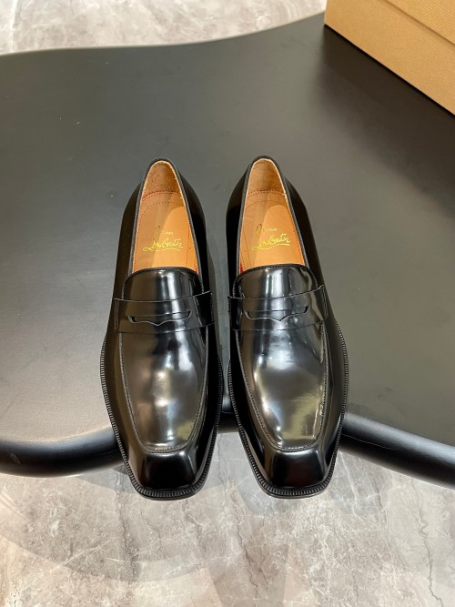 Christian Louboutin Men's Black Leather Penny Loafers with Red Sole 1 Christian Louboutin Men's Black Leather Penny Loafers with Red Sole