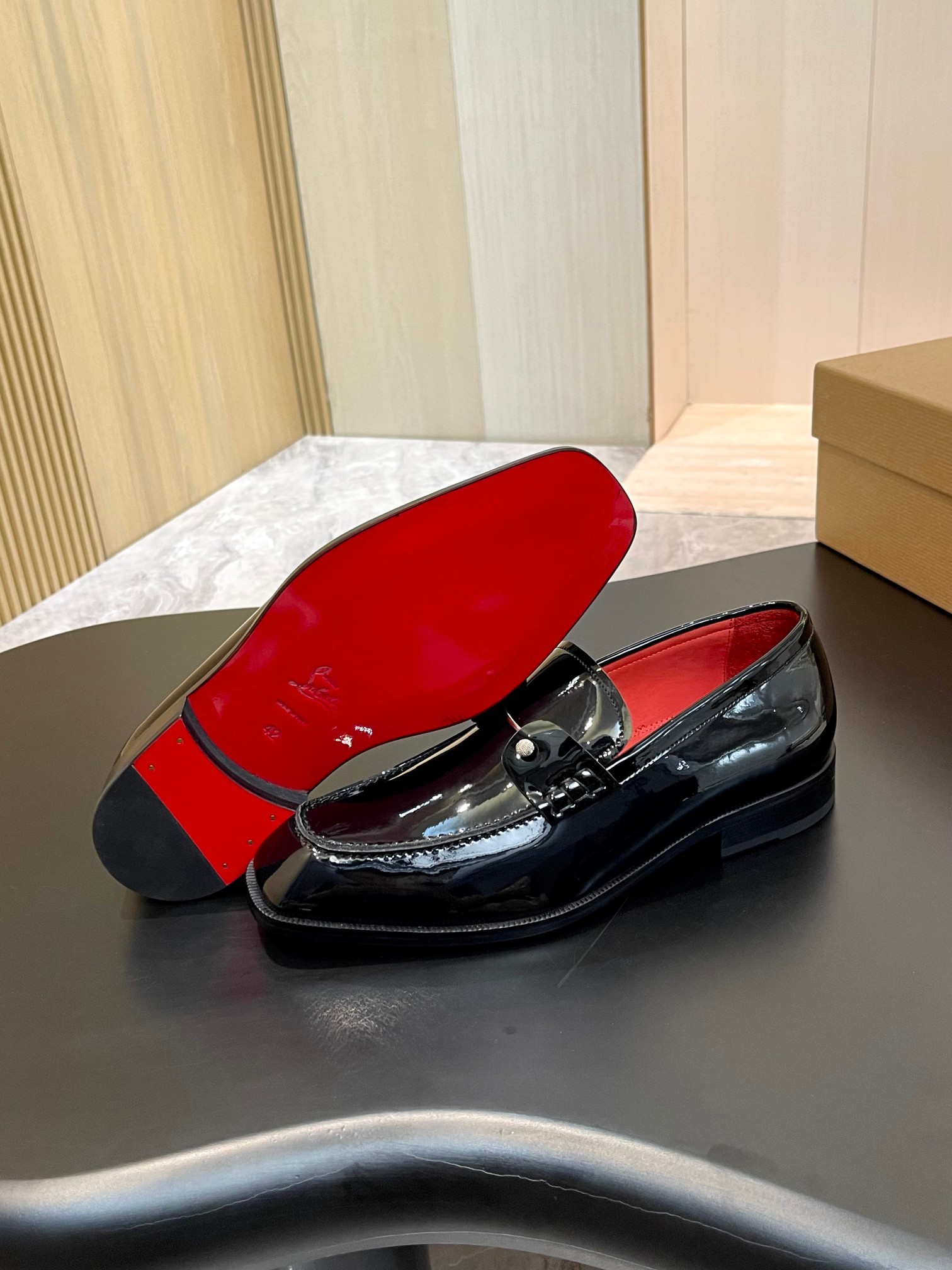 Christian Louboutin Style Red Leather Men's Shoes style reference detail image 9 from source 782855