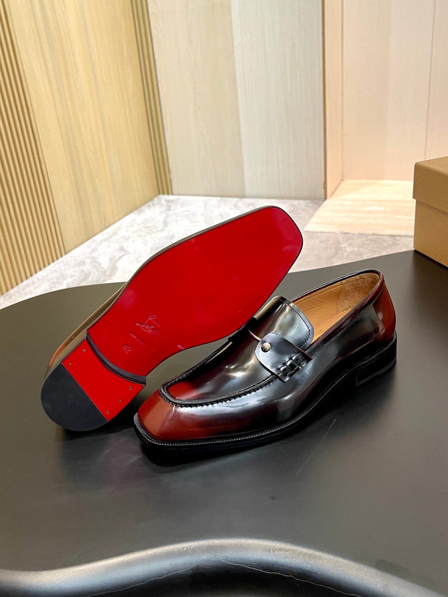 Christian Louboutin Style Red Leather Men's Shoes style reference detail image 9 from source 782857