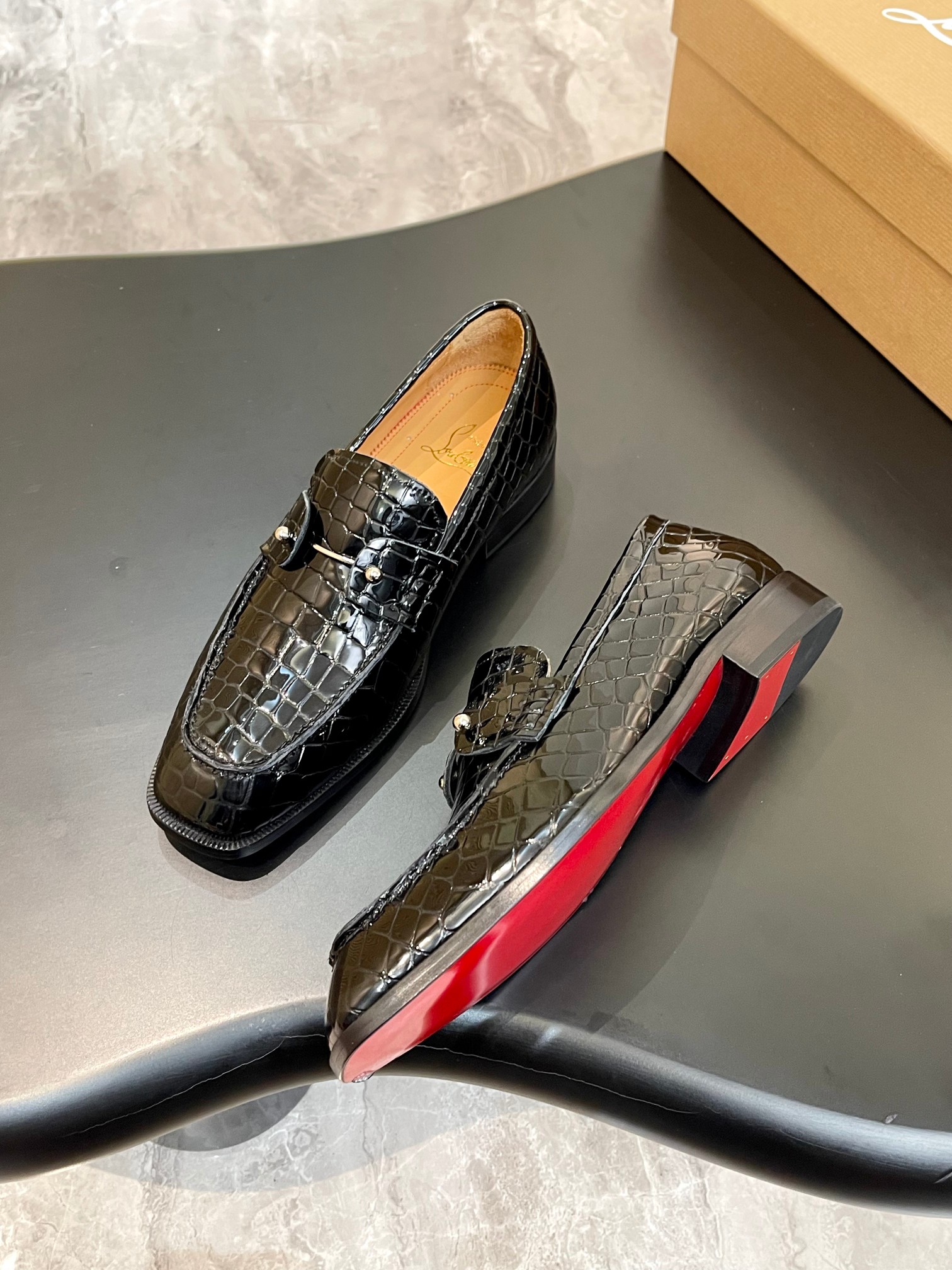 Christian Louboutin Style Red Leather Men's Shoes style reference detail image 5 from source 782841