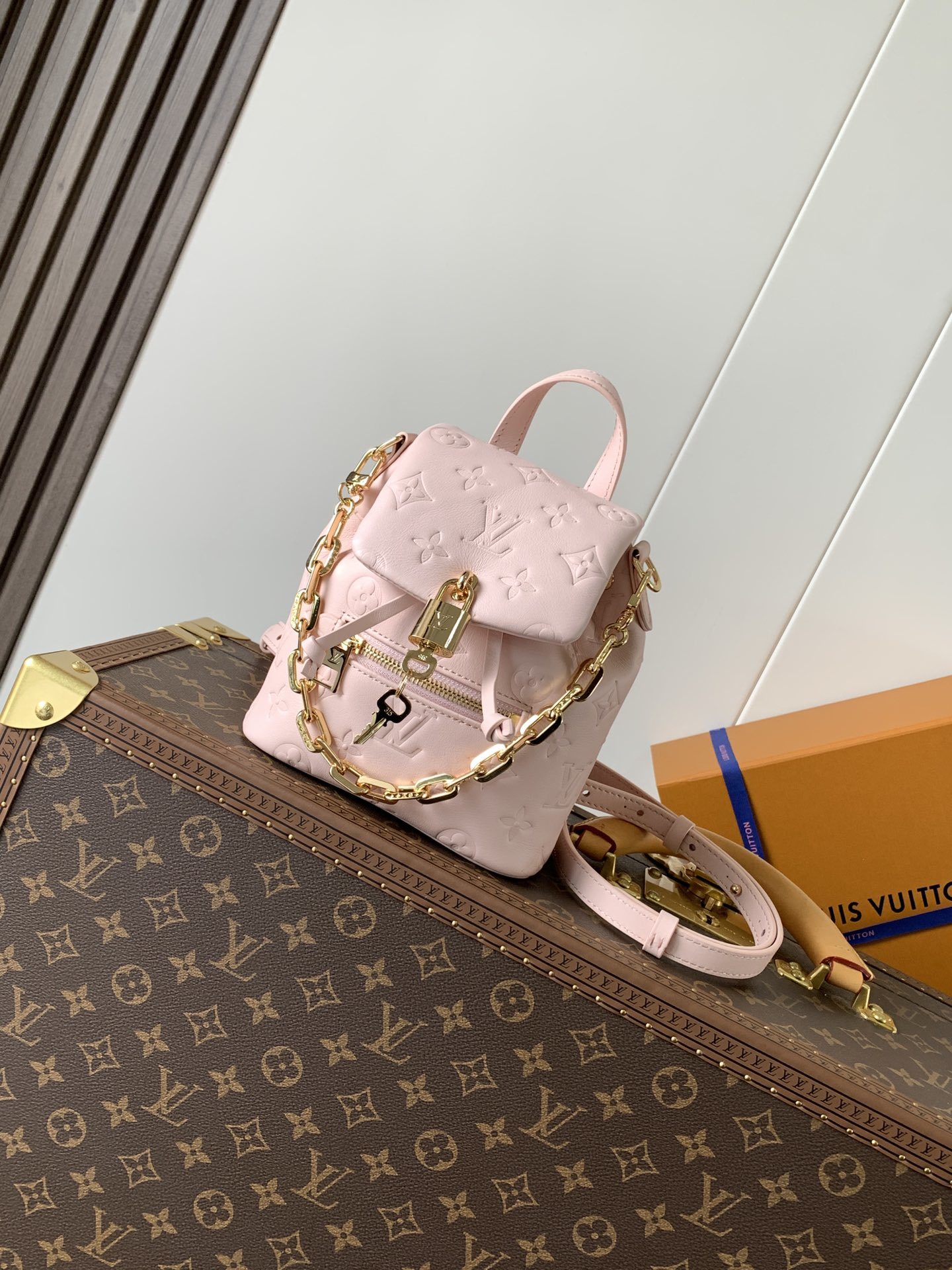顶级原单,变码芯片
M13389粉色 M13387黑色
Coussin Backpack 迷你手袋以 M