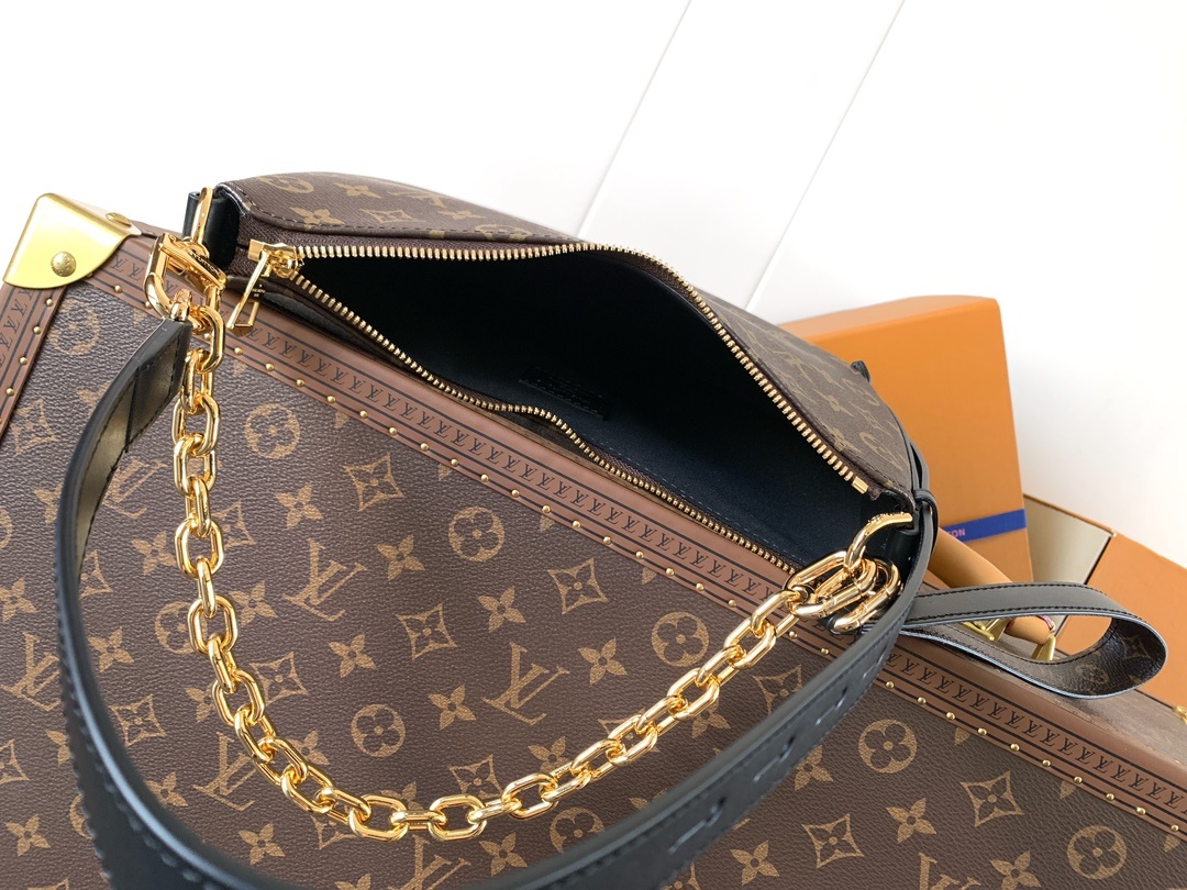 顶级原单,变码芯片M15056Cookie BB 手袋取材 Monogram 涂层帆布,以撞色皮革饰边烘