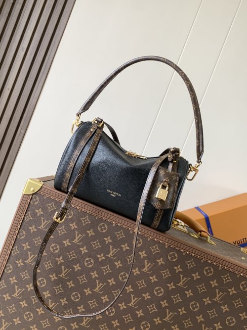 Louis Vuitton Express Small Handbag: Black Leather, Monogram Accents 1 Louis Vuitton Express Small Handbag: Black Leather, Monogram Accents