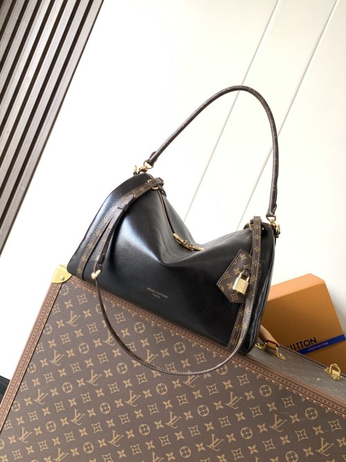 Louis Vuitton Express Medium Black Leather Handbag with Monogram Details 1 Louis Vuitton Express Medium Black Leather Handbag with Monogram Details