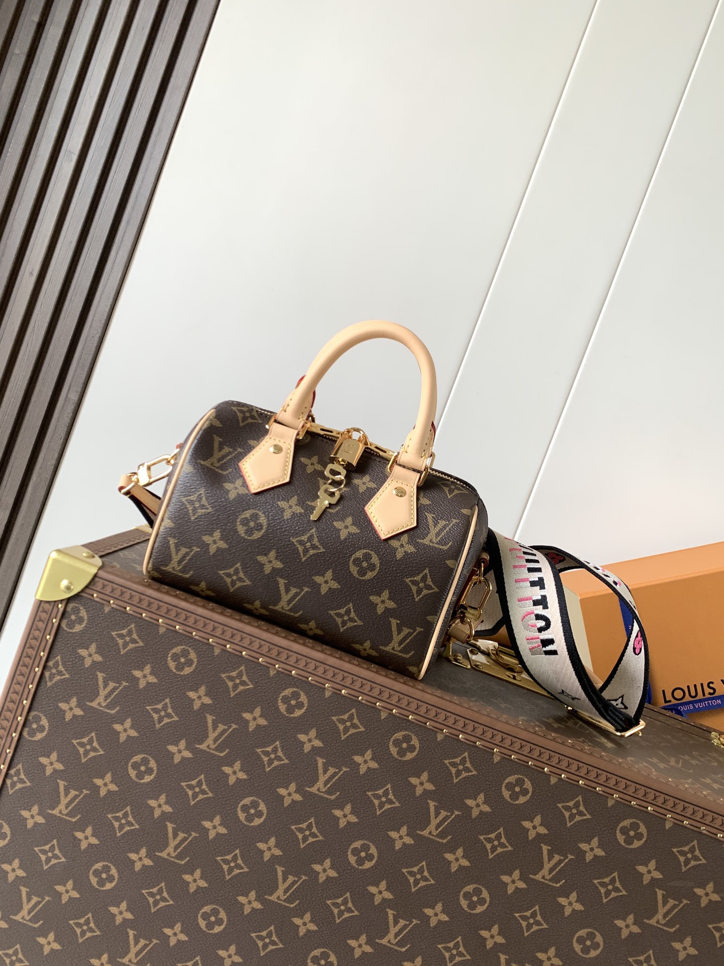 Louis Vuitton 本款 Speedy Bandoulière 20 手袋向品牌 旅行袋汲取灵感 为 Monogram 帆布勾勒牛皮革饰边
