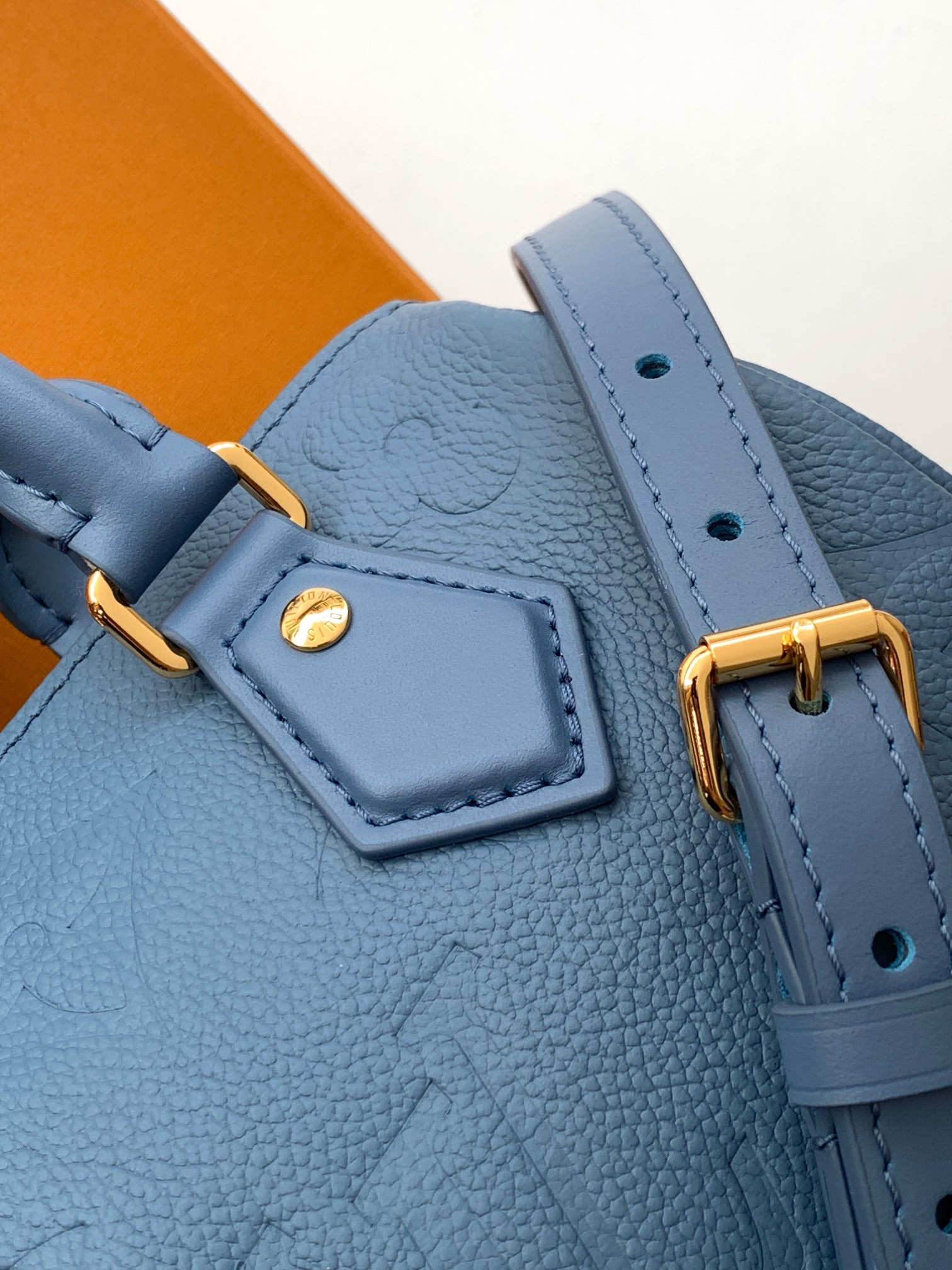 Louis Vuitton 本款 Speedy Bandoulière 20 手袋为 Monogram Empreinte 皮革渲染雅致色调