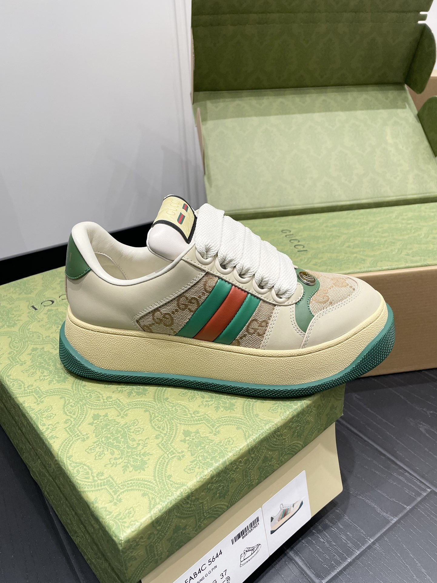 NO:592932,Gucci Screener series chubby full leather presbyopia women's size 35-40, casual shoes/sports shoes, gucci, sneakers19860909Gucci Screener系列 小胖丁 全皮老花 女款35-40码,休闲鞋/运动鞋,gucci,sneakers,Women's Shoes