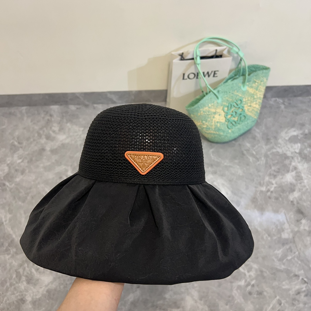 NO:195124,Special dust bag [PRADA] Spring and summer large-edge bow sun protection fisherman hat Double layer vinyl sun protection ~ A more textured hat Fisherman hat Baseball hat Knitted hat, hat, prada, prada, espadrilles, hats19860909特配防尘袋【PRADA普拉达】春夏款大沿蝴蝶结遮阳渔夫帽 双层黑胶遮阳～更有质感的一款帽子渔夫帽棒球帽针织帽,帽子,prada,prada,espadrilles,hats,hat