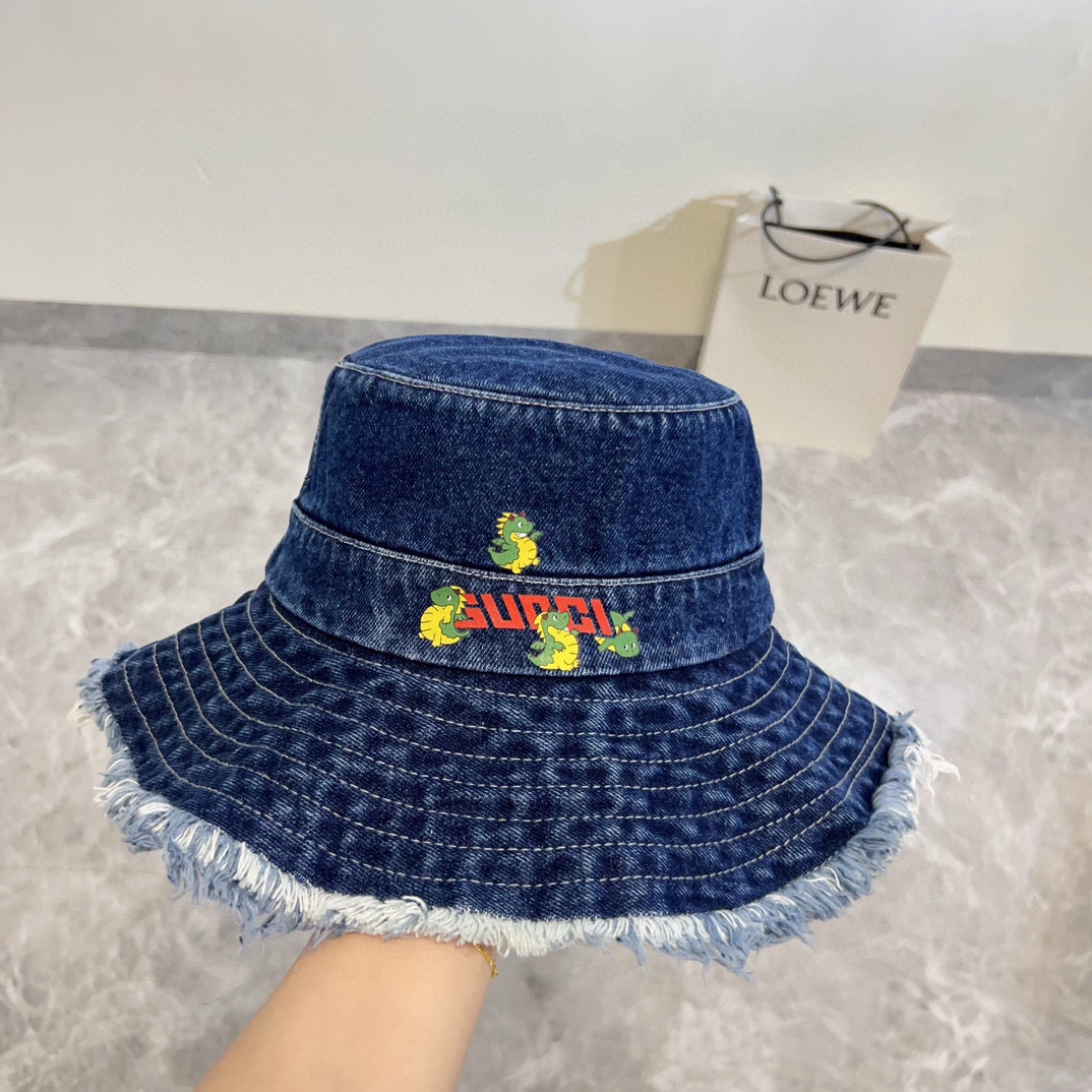 Bolsa de polvo especial 💛. [Gucci Gucci] Sombrero de pescador vaquero de nueva temporada de primavera 2024, estilo mod…