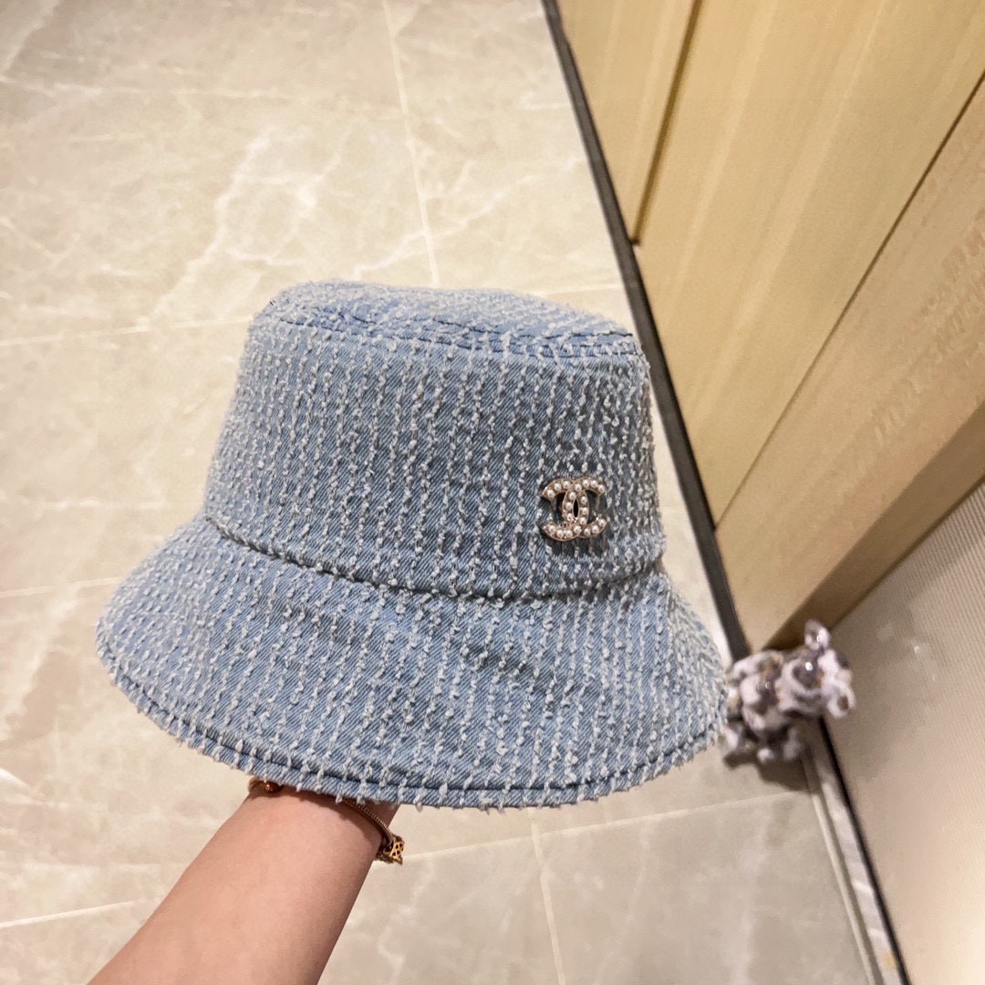 特💛配防尘袋【CHANEL香奈儿】2024新款牛仔做旧款渔夫帽，大牌款超好搭配，赶紧入手！帽子渔夫帽棒球帽针织帽
