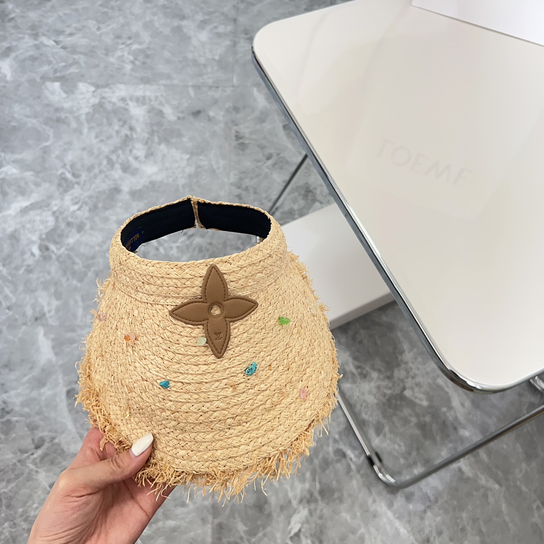 Especial 💛 con bolsa de polvo 【LV路易威登】Sombrero de ala ancha de rafia de trabajo pesado nuevo 2024 de verano, estilo de…