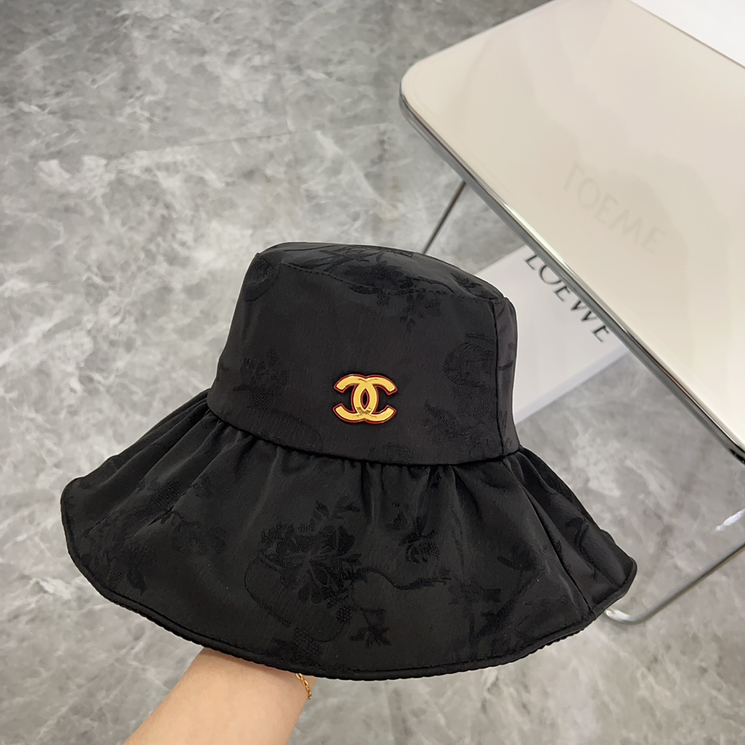 Oferta 💛 con bolsa de polvo【CHANEL香奈儿】Nuevo sombrero de pescador de ala ancha con patrón neochino 2024 🌈 estilo peque…