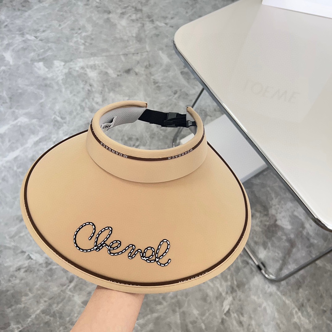 Especial 💛 con bolsa de polvo 【CHANEL】 Nuevo sombrero de sol de hielo sin copa 2024 verano 🔅 estilo lujoso ligero ~.