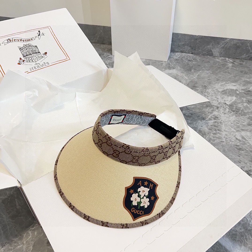 Especial 💛 con bolsa de polvo 【GUCCI】2024 nuevo sombrero de verano de edición exclusiva con costuras, sombrero sin cop…