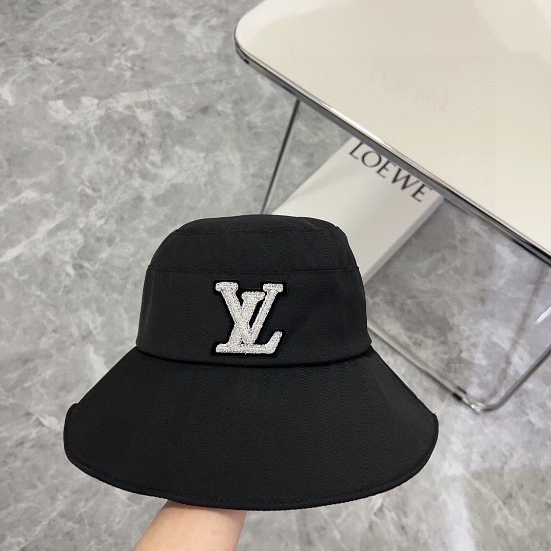 Especial💛con bolsa de polvo【LV Louis Vuitton】2024 nueva gorra de pescador plegable con lazo para el sol, simple y eleg…