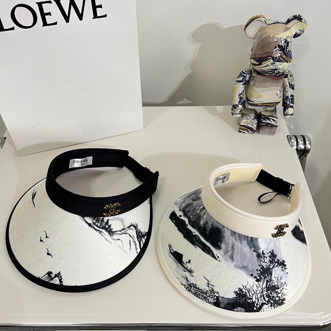💛配防尘袋 【CHANEL香奈儿】2025夏季新款新中式水墨遮阳帽空顶帽，大牌出货，超方便！好搭！出街必